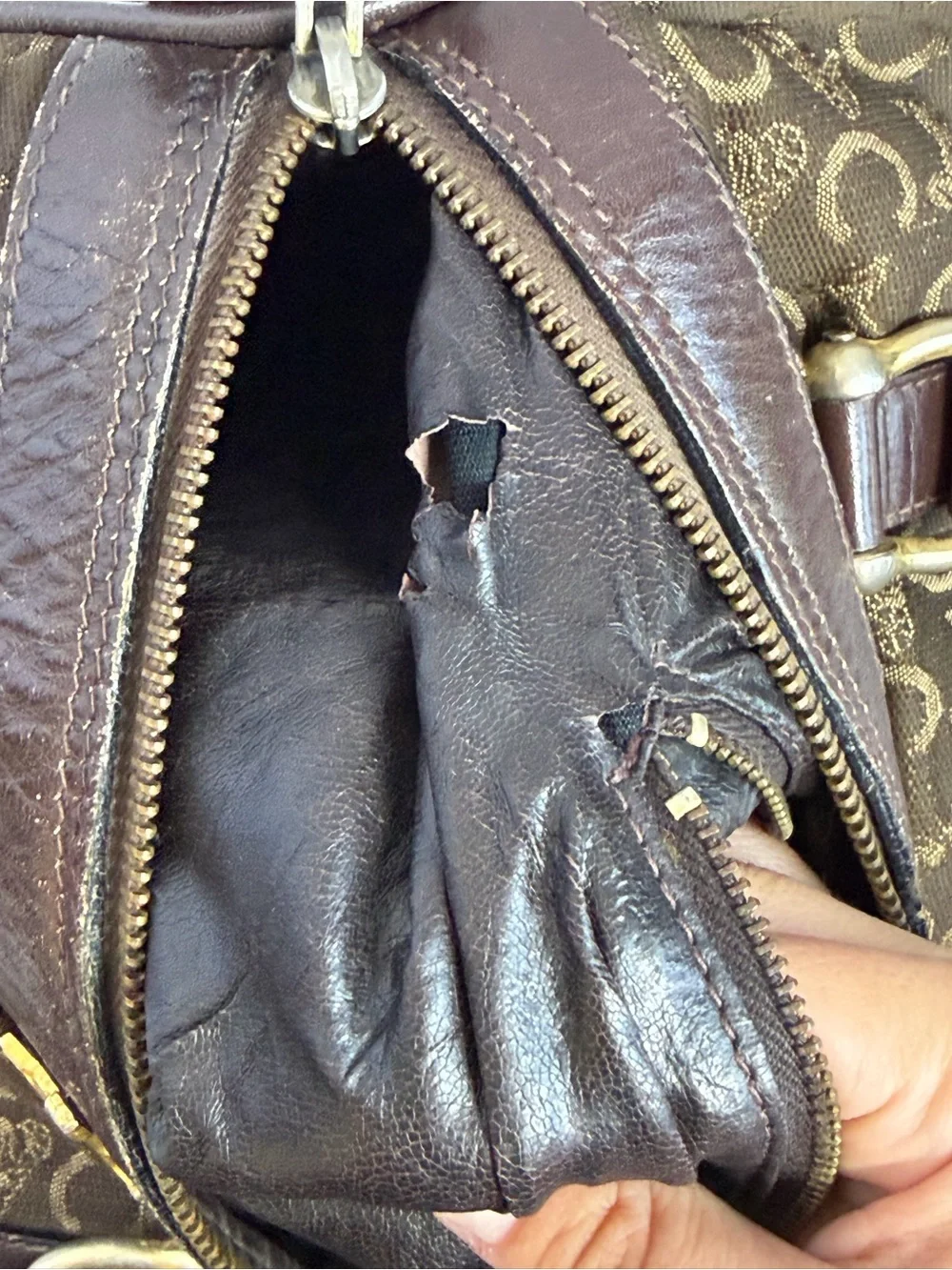 Vintage Old Celine Boston Bag Monogrammed Canvas